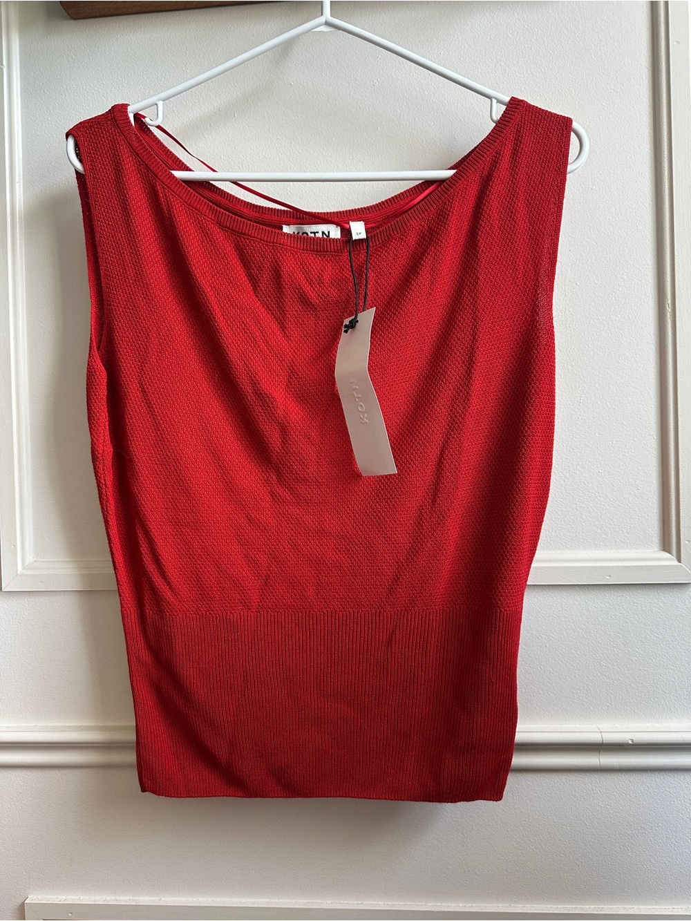 KOTN Red Sleeveless Off the Shoulder Knit Tank